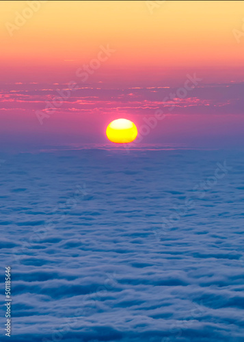 Scenic sunrise over inversion clouds  Blue Ridge Mountains of North Carolina