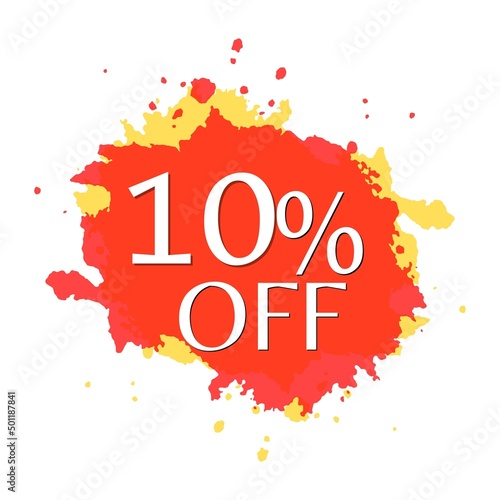10% off Abstract yellow and red ink with almost free discount number and percentage 
