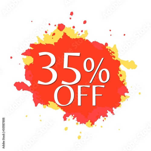 35% off Abstract yellow and red ink with almost free discount number and percentage 