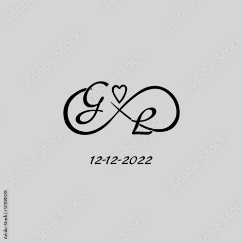 Letter GL logo with infinity and love symbol, elegant cute wedding monogram design