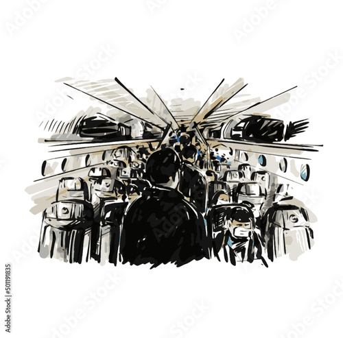 Sketch of inside airplane 