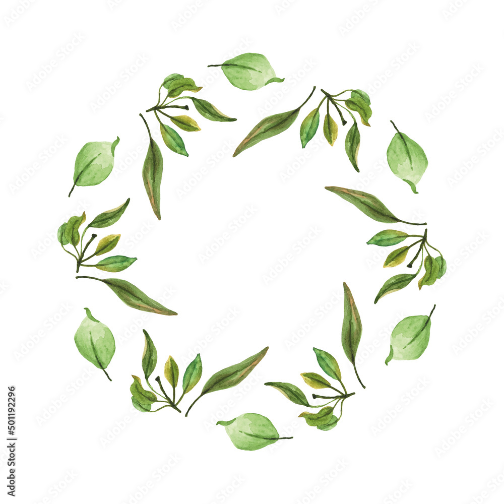 watercolor wreath of leaves