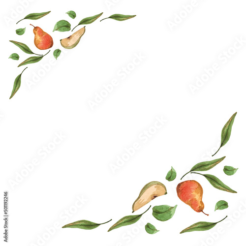 watercolor frame made of pears