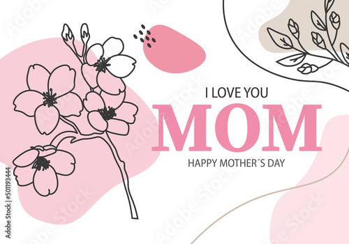 Floral and abstract banner for mother's day