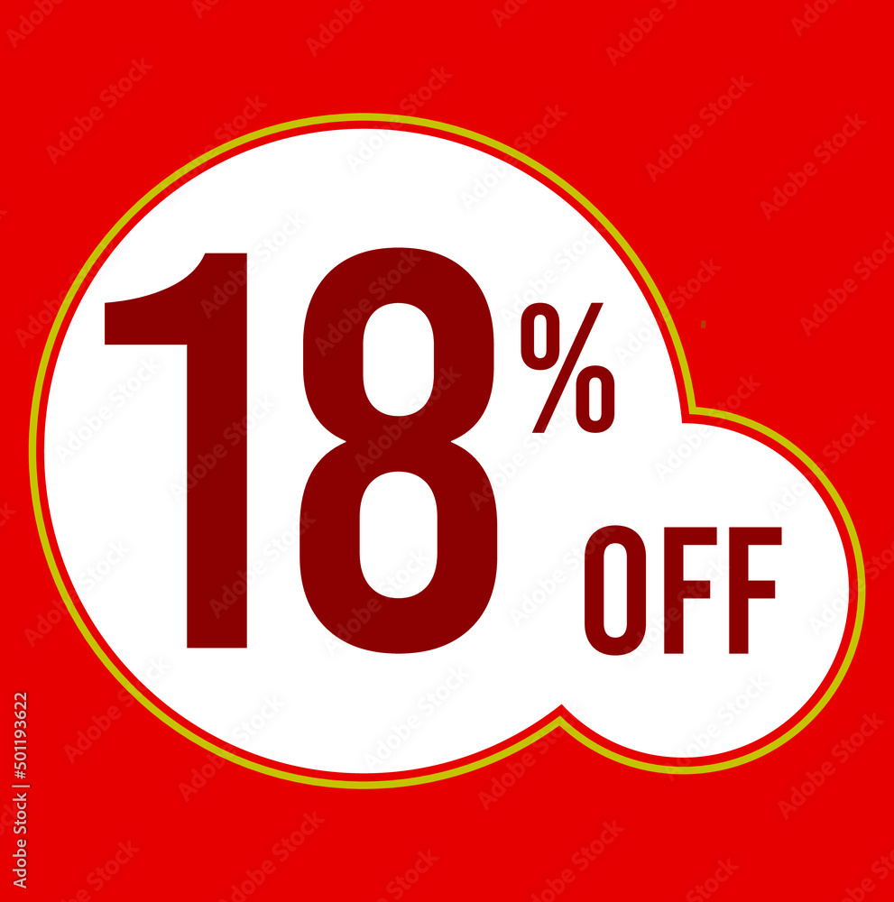 18 percent red banner with white ballons and red lettering for promotions and offers 18 percent red banner with white ballons and red lettering for promotions and offers