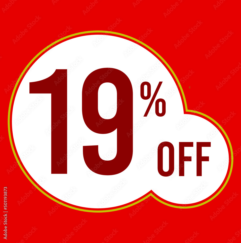 19 percent red banner with white ballons and red lettering for promotions and offers 19 percent red banner with white ballons and red lettering for promotions and offers