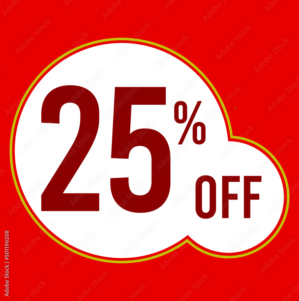25 percent red banner with white ballons and red lettering for promotions and offers 25 percent red banner with white ballons and red lettering for promotions and offers