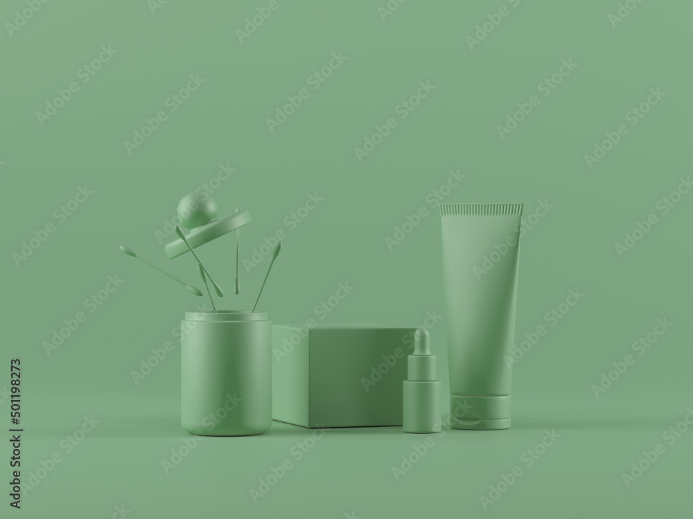Fototapeta premium Cosmetic bottle mock-up. Minimal box 3d.