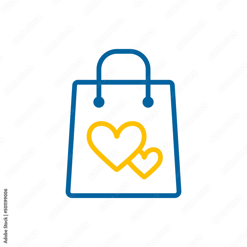 Gist bag with heart vector icon Gist bag with heart vector icon
