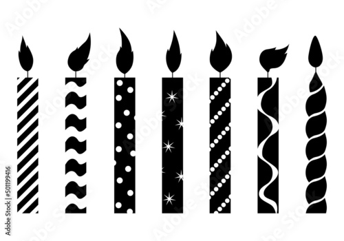 Birthday decorative candles icon set