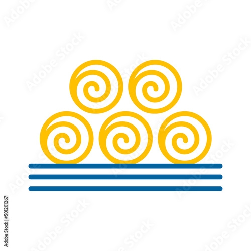 Round hay bales vector icon