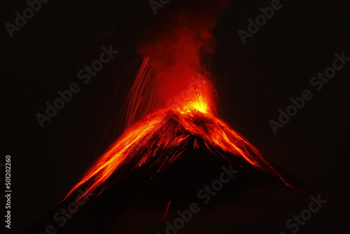 Volcano Errupting At Night