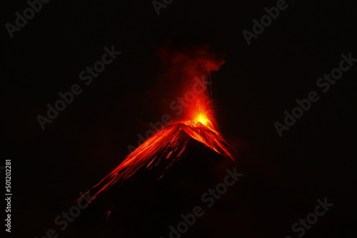 Volcano Errupting At Night