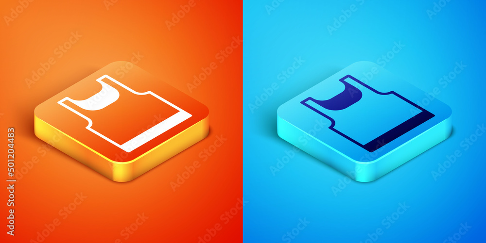Isometric Sleeveless sport t-shirt icon isolated on orange and blue background. Vector Isometric Sleeveless sport t-shirt icon isolated on orange and blue background. Vector