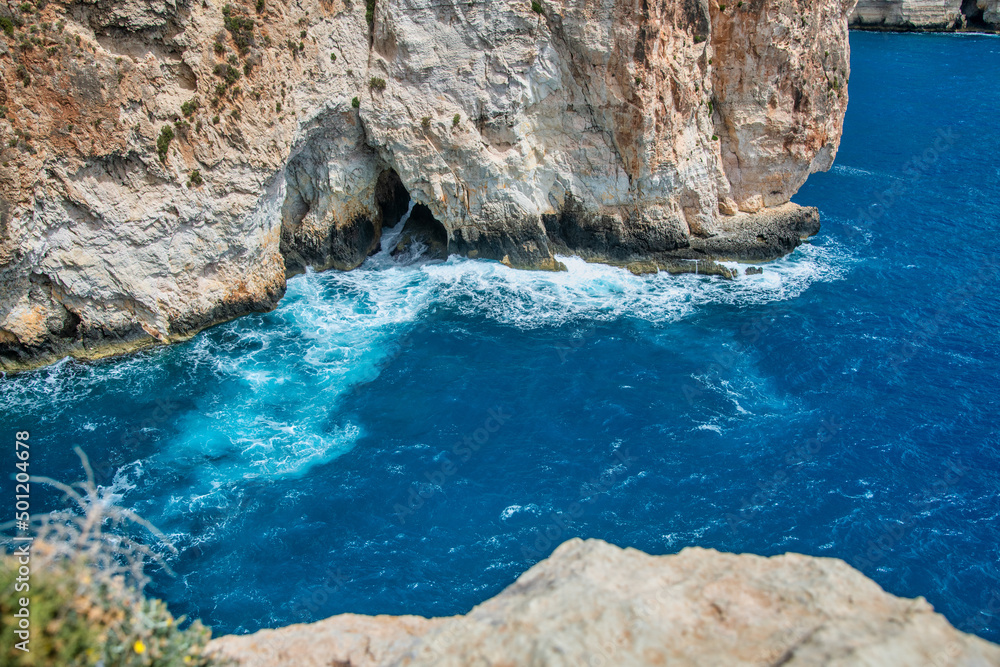 The Blue Grotto aerial view in Malta