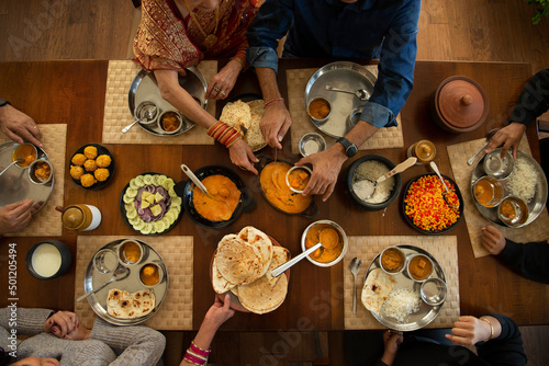 Indian meal shared by family