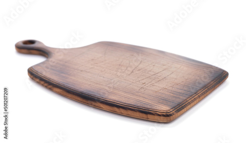 Valokuva Wood cutting board isolated at white background