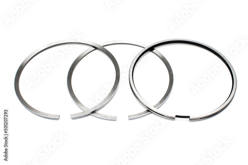 Piston ring set isolated on white background