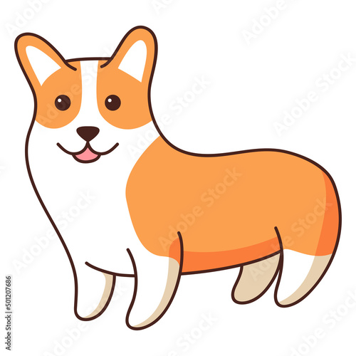 Dogs corgi and spitz big set. Cute dogs in different posesCharacter cartoon vector illustration. Isolated on white background.