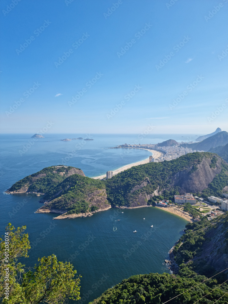 Top view of the coast of Rio de Janeiro overlooking the red beach