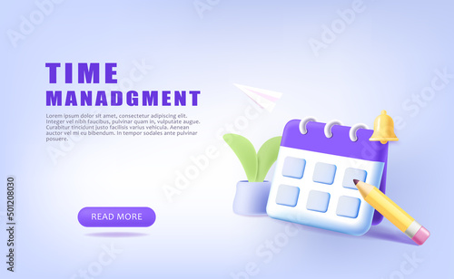 Calendar 3d icon. Icon isolated on white background