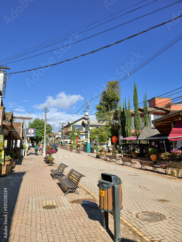 Main street in downtown Monte Verde in Brazil