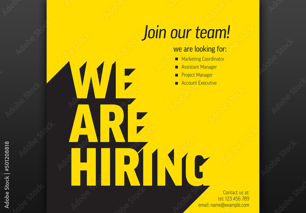 We Are Hiring Minimalistic Flyer Template - Yellow Version with Long ...