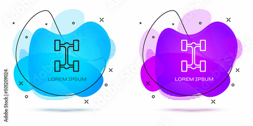 Line Chassis car icon isolated on white background. Abstract banner with liquid shapes. Vector