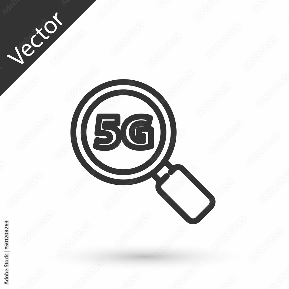 Grey line Search 5G new wireless internet wifi connection icon isolated on white background. Global network high speed connection data rate technology. Vector Grey line Search 5G new wireless internet wifi connection icon isolated on white background. Global network high speed connection data rate technology. Vector