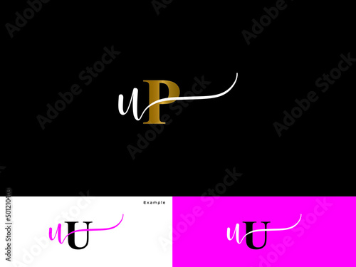 Initials UP Logo Icon, Signature Up pu Letter Logo Image Vector For fashion Brand