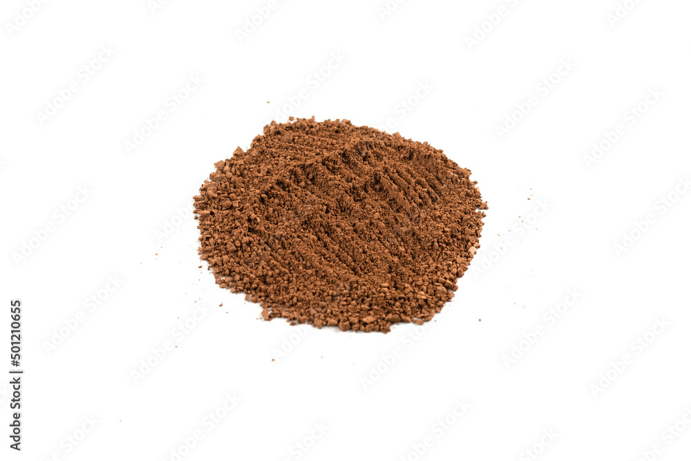 Makeup cosmetics. Eyeshadow in brown color crushed palette, colorful eye shadow powder on white background Makeup cosmetics. Eyeshadow in brown color crushed palette, colorful eye shadow powder on white background