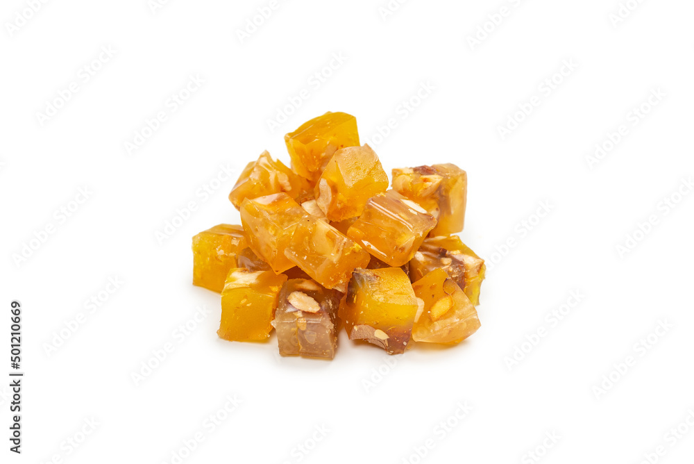 Turkish traditional delight with nuts isolated on white background. Turkish traditional delight with nuts isolated on white background.