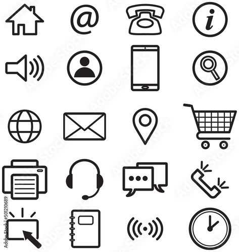 Contact basic icons, vector illustration on white background