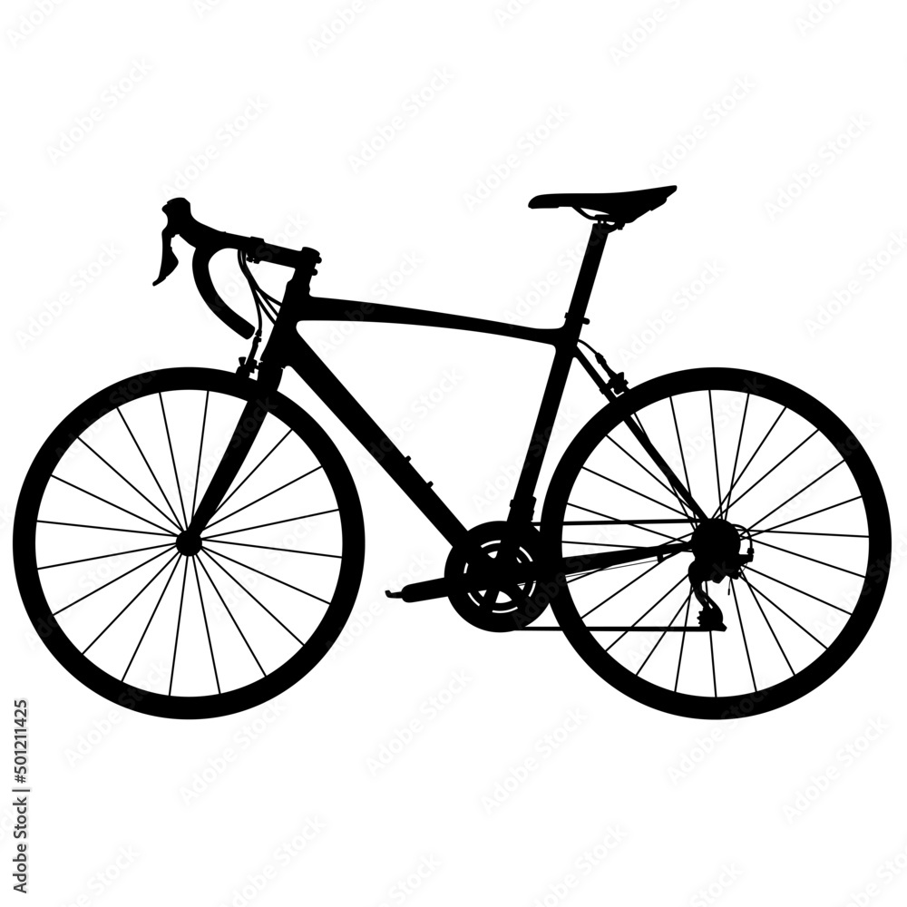 Fototapeta premium Racing Bicycle, Racer triathlon street sport Aero road bike. Detailed vector illustration realistic silhouette
