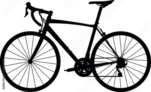 Racing Bicycle, Racer triathlon street sport Aero road bike. Detailed vector illustration realistic silhouette