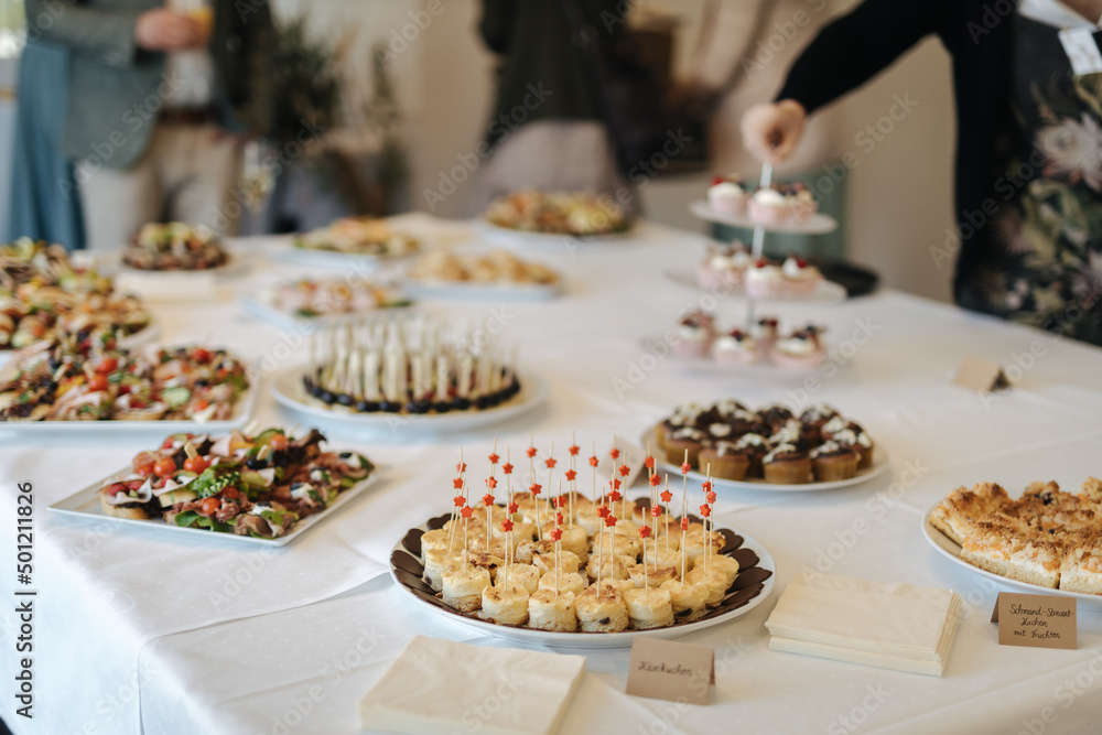 Delicious dessert buffet at a wedding reception in Germany