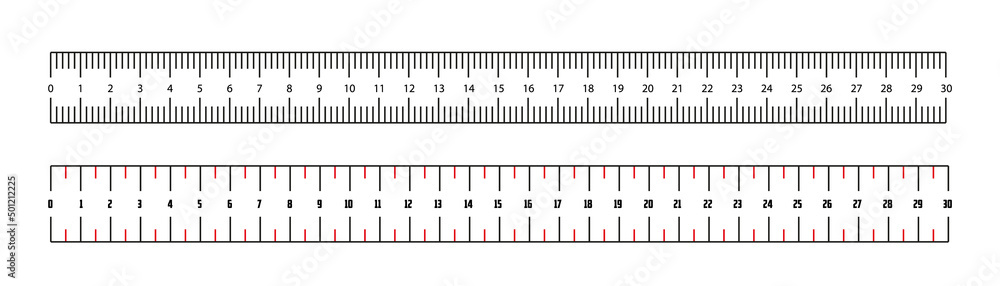 Mompelen Oordeel paspoort Vecteur Stock Set of ruler scale 30 cm. Centimeter, millimeter, inch and  metric rulers. Marking for ruler, measure on scale of centimeter,  millimeter and inches, marks for tape measure. Vector illustration 