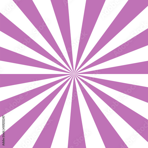 White background with purpur sun rays. Abstract summer sun shine. Flat vector illustration