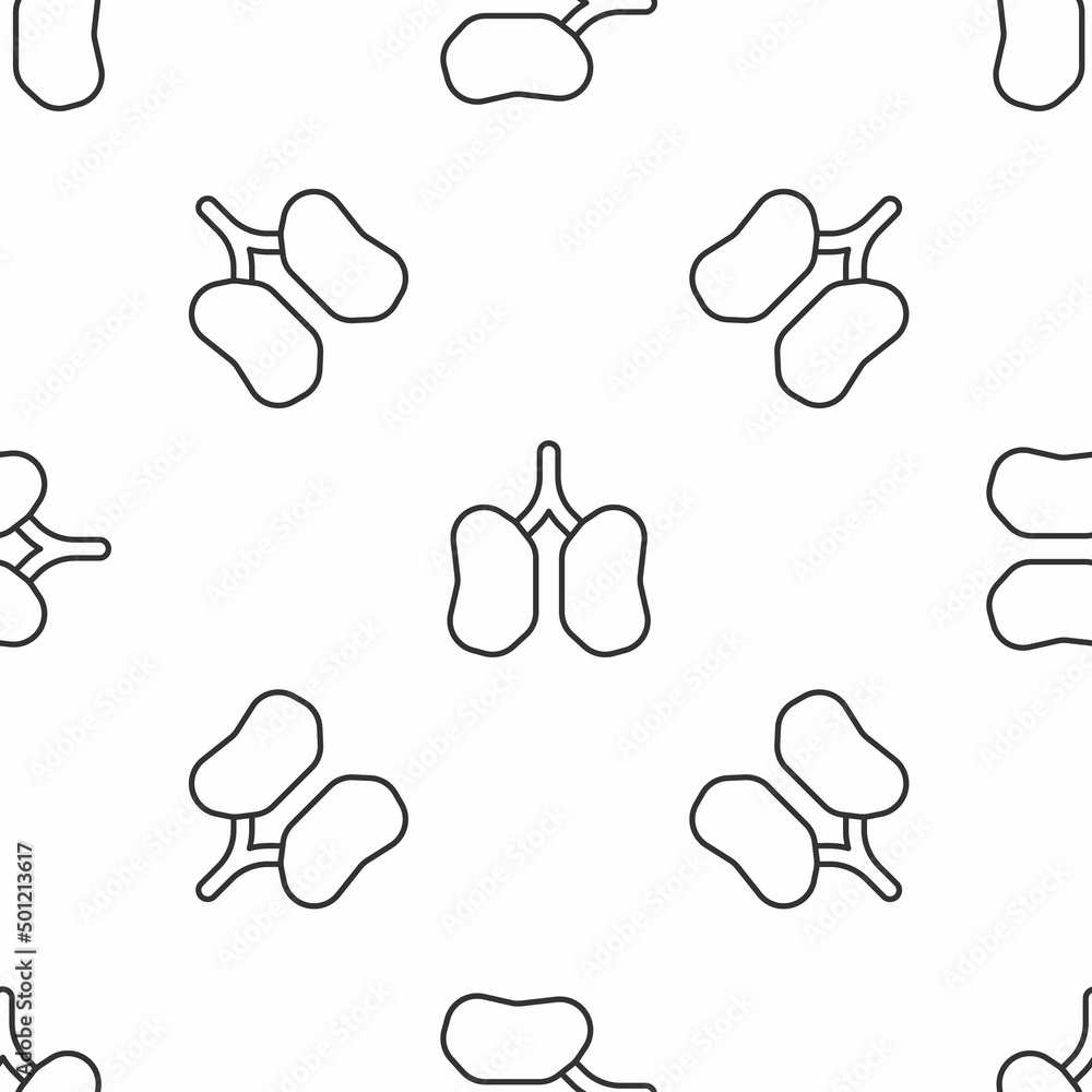 Grey line Lungs icon isolated seamless pattern on white background. Vector Grey line Lungs icon isolated seamless pattern on white background. Vector