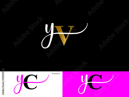 Signature YV Logo Icon, Yv vy Signature Letter Logo Image design For Fashion Company