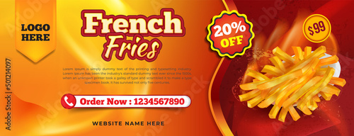 French Fries Illustration Background Vector Social Media Banner
