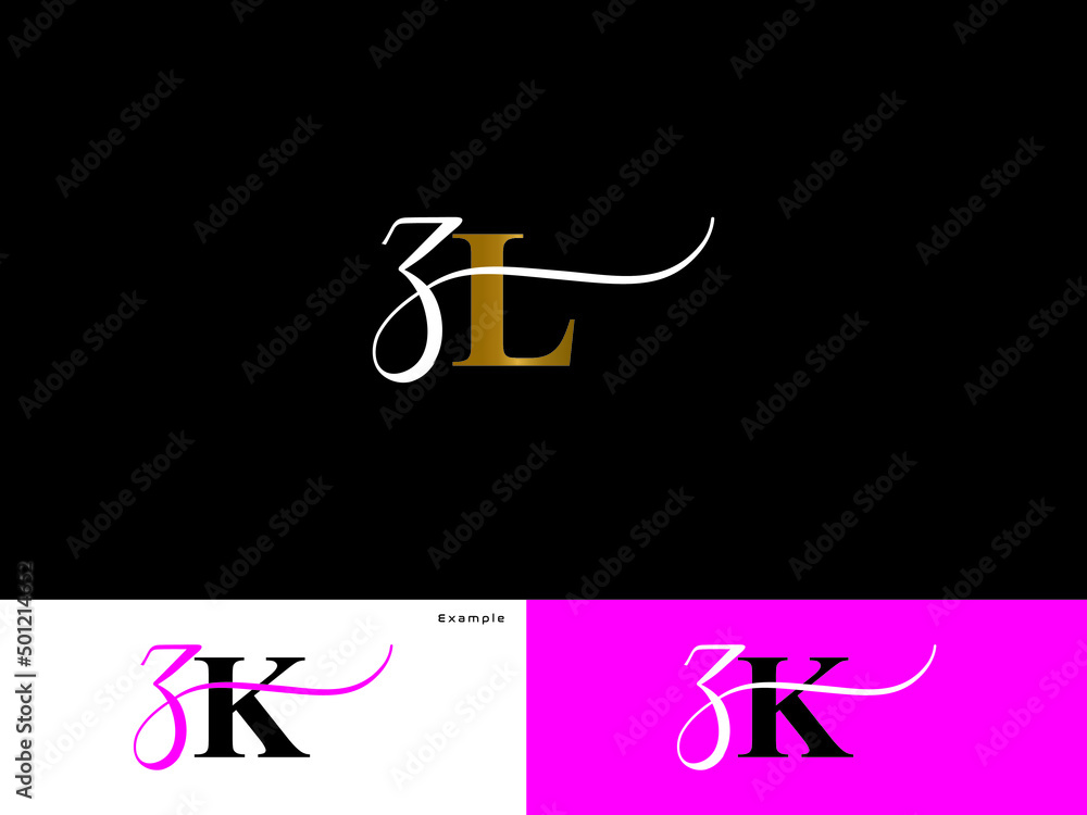 Letter ZL z l Logo, Modern Zl lz Signature Letter Logo Icon design - obrazy, fototapety, plakaty 