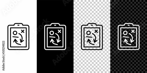 Set line Planning strategy concept icon isolated on black and white, transparent background. Hockey cup formation and tactic. Vector
