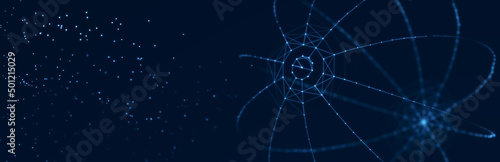 3D sphere structure with connected dots and lines. Wireframe construct. Technological concept of background. 3d