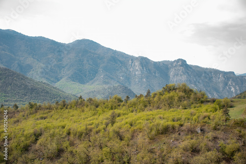 mountains and sky in the spring