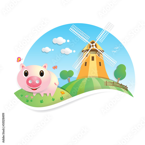 Farm cartoon background  vector illustration