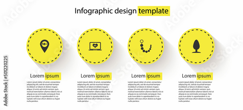 Set Location with 18 plus, Laptop content, Anal beads and plug. Business infographic template. Vector