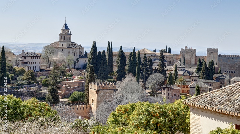 palais de l'Alhambra à Grenade et du palais de Generalife en Andalousie au sud de l'Espagne	 et quartier de l'Albayzin
