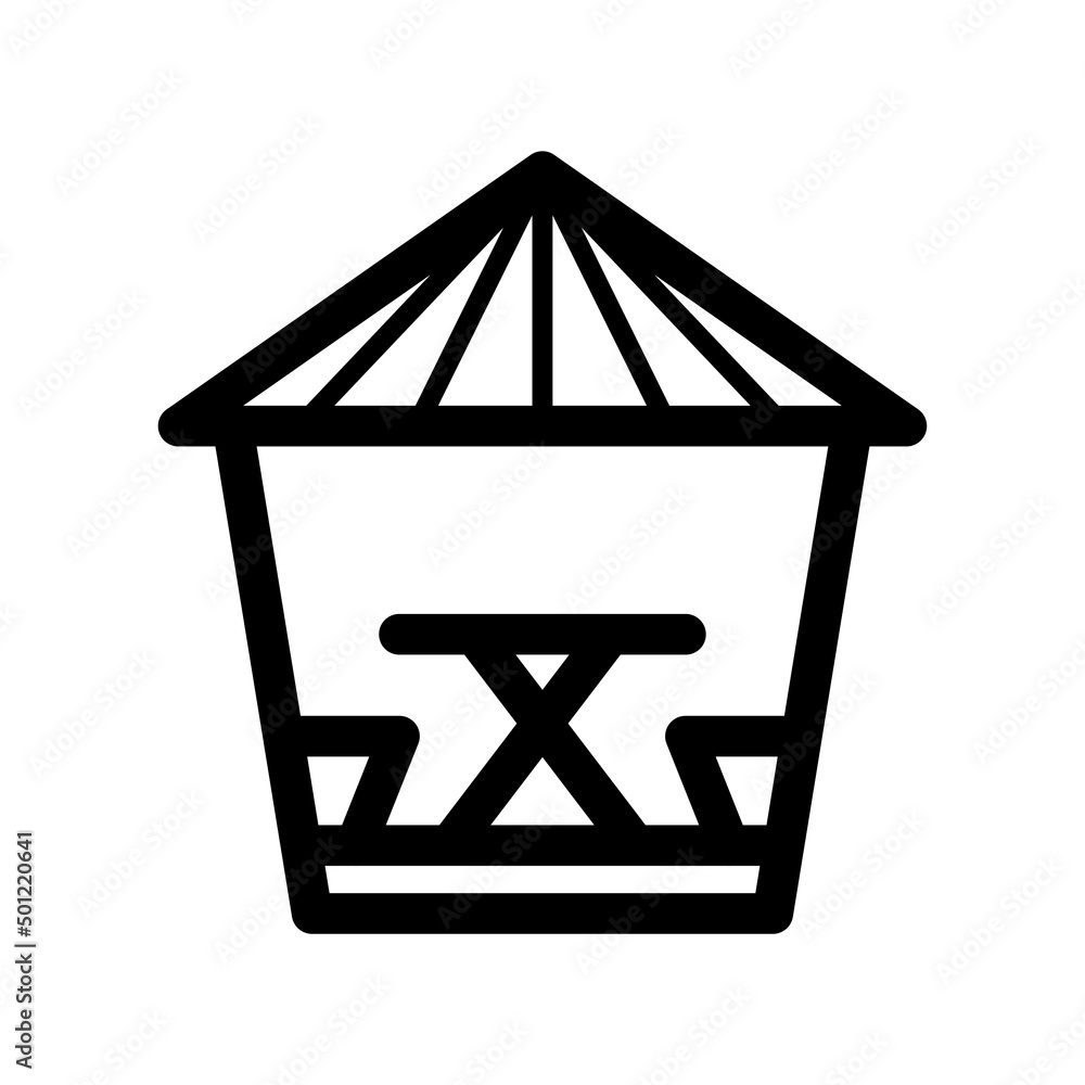 Gazebo icon. Black contour linear silhouette. Front side view. Vector ...