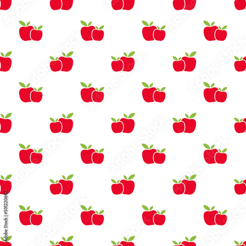 Small red apples isolated on white background. Cute fruity seamless pattern. Vector simple flat graphic illustration. Texture.